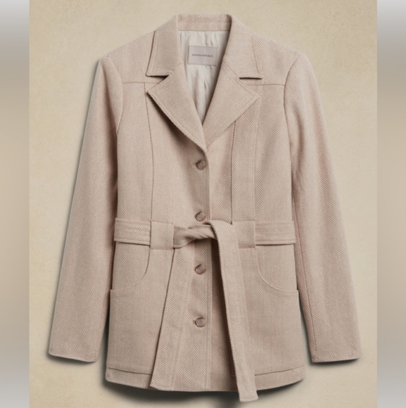 Sz 20/18 Norfolk Linen Blend Banana Republic Cream Tweed Suit Set + Free Belt! - Picture 3 of 15